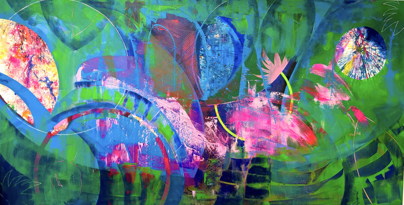 Floating Paradise 1,90 x 1,10 m Acryl auf Leinwand 