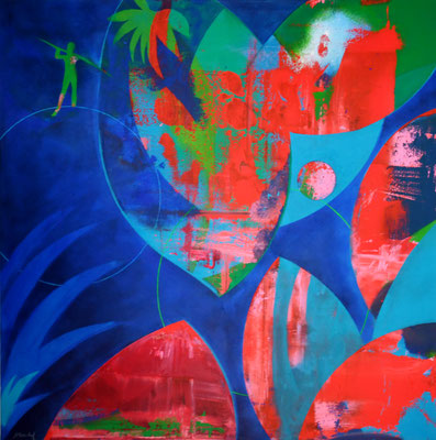 Red Jungle 80 x 80 cm Acryl auf Leinwand 