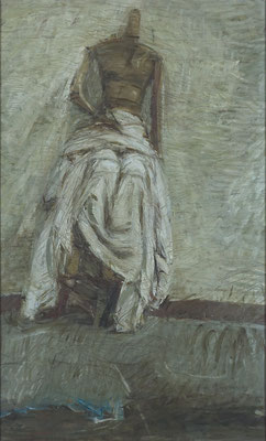 Gliederpuppe mit Tuch, Öl auf Leinwand, 47,3 x 29 cm, 1964