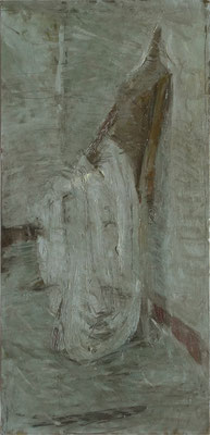 Gliederpuppe mit Tuch, Öl auf Leinwand, 39,5 x 19 cm, 1964