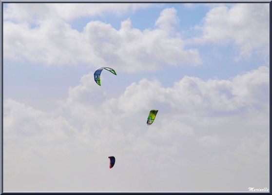 Les joies du kitesurf sur le Bassin au large de la plage Péreire à Arcachon, Bassin d'Arcachon (33)