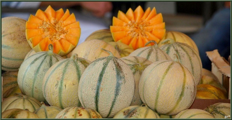 Marché de Provence, mardi matin à Vaison-la-Romaine, Haut Vaucluse (84), étal de melons