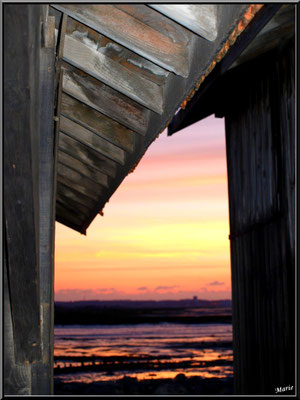 Coucher de soleil entre les cabanes, en juillet