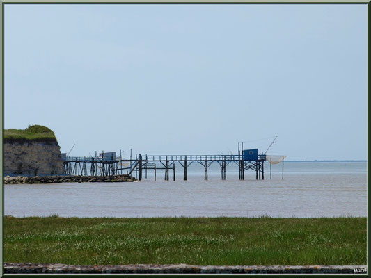 Carrelets à ponton en bord des falaises du Caillaud et de la Gironde à Talmont-sur-Gironde (Charente-Maritime) 