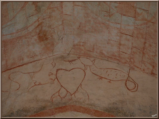 Eglise St Michel du Vieux Lugo à Lugos (Gironde) : fresque murale en arc dans la voûte du choeur