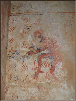 Eglise St Michel du Vieux Lugo à Lugos (Gironde) : fresque murale homme ou animal ?