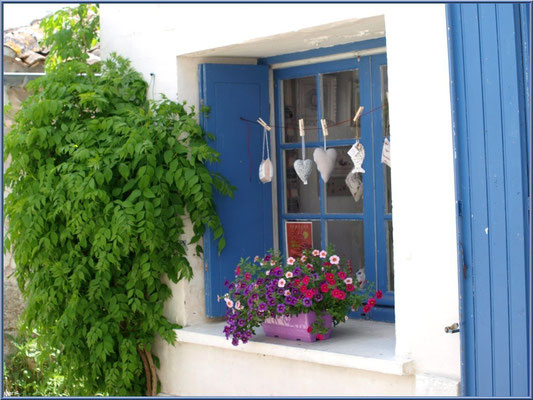 Fenêtre commerçante dans une ruelle à Talmont-sur-Gironde (Charente-Maritime) 