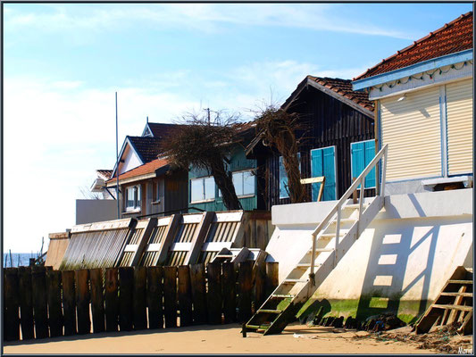 Maisons sur la plage, village de L'Herbe, Bassin d'Arcachon (33)