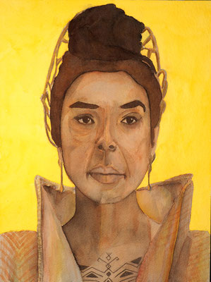 Portrait of Sophie Okonedo as Siuan Sanche in The Wheel of Time – Aquarelle on paper, 24x32cm