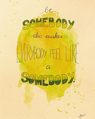 Handlettering "Somebody", Ink/Watercolour on paper, DIN A4, 2021