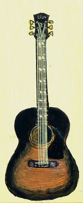 Gibson LG-2 Nathaniel Rateliff vintage sunburst, acrylic paint on wooden board (2025)