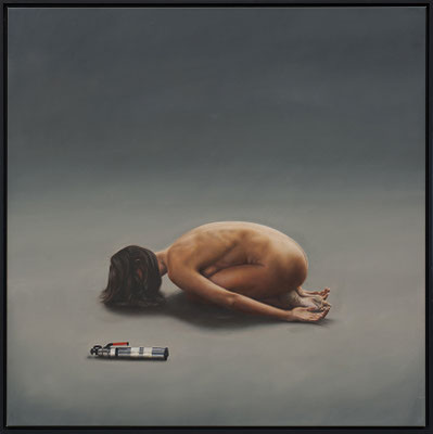 Der Tod und das Mädchen, 2022, 125/125cm, Öl auf Leinen