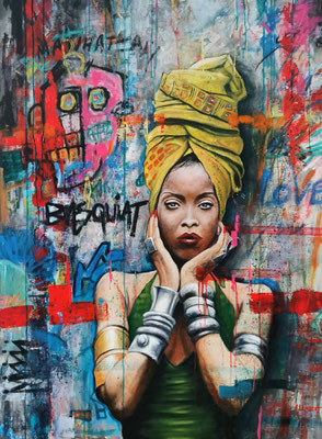 Basquiat my love - 89 X 116 cm - Huile sur toile