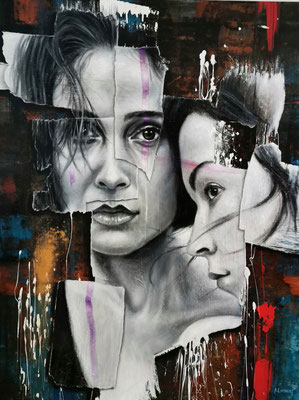 JUST TOGETHER  -   89 X 116 CM - HUILE SUR TOILE
