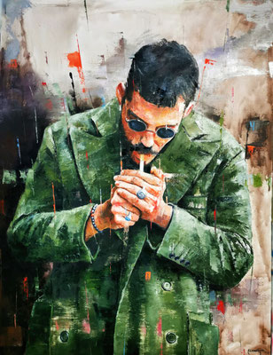 L'homme au veston - 116 X 89 cm - Huile sur toile