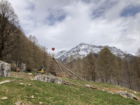 Taglio e esbosco con teleferica mobile, Vald di Frasco