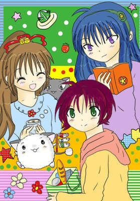 GWは何しようか？みたいな三人と二匹！<p>2016年4月25日更新　Azpainter2使用