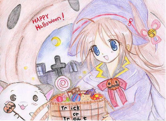 こちらはHNも別で過去サイト、<p>2008年にあげてたハロウィン絵です。<p>結構気に入ってた一枚なので再アップしてみました。<P>2018年10月11日に更新　色鉛筆使用