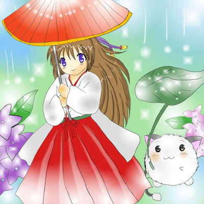 ぱねるとうりゅで梅雨と紫陽花。<p> 2016年6月13日　更新Azpainter2使用