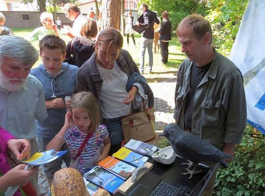 Kleine und große Besucher informierten sich am NABU-Stand über das Projekt.<p/>Foto: Karsten Peterlein