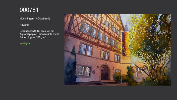 781 / Aquarell / Münchingen, 3.Oktober (I); 60 cm x 40 cm; verfügbar