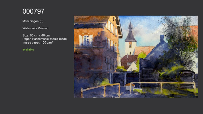 797 / Münchingen (9), Watercolor painting, 60 cm x 40 cm; available