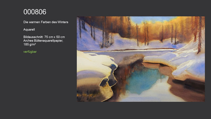 806 / Aquarell / Die warmen Farben des Winters; 75 cm x 50 cm; verfügbar