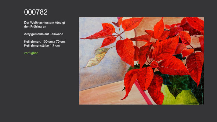 Der Weihnachtsstern kündigt den Frühling an, Acrylgemälde, 100 x 70 cm, verfügbar
