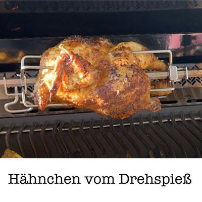 Hähnchen vom Drehspieß mit Heckbrenner auf dem Napoleon Grill