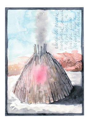 Stampa 18 x 25 cm. da illustrazione per libro Hauswith della montagna