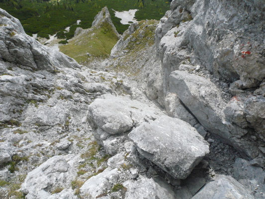 Blick zurück zur ersten Seillänge