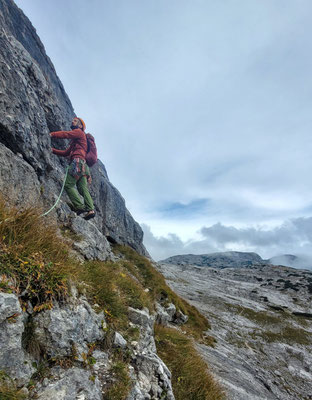 kurze Querung in der 4. Seillänge