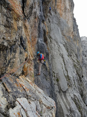 Blick vom Stand nach der 3. Seillänge zum Verhauerstand