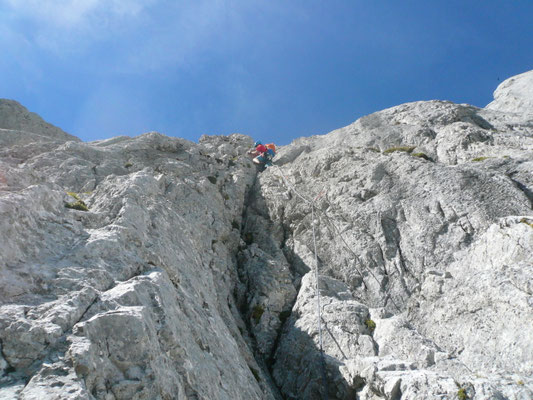 2. Seillänge, oben leichter auf der linken Rippe