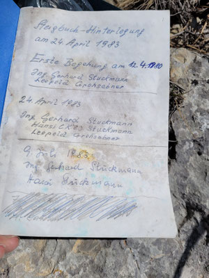 das Steigbuch aus den 1980er Jahren