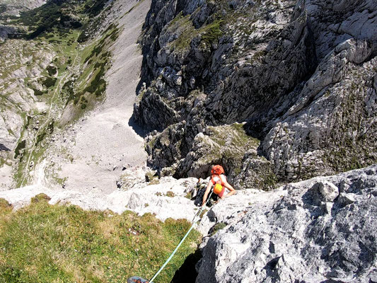 schöne Kletterei am Ende der 6. Seillänge