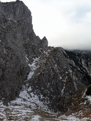 die breite Ausstiegsschlucht