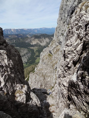 2. Seillänge, unterer Westgrat, in der Rinne