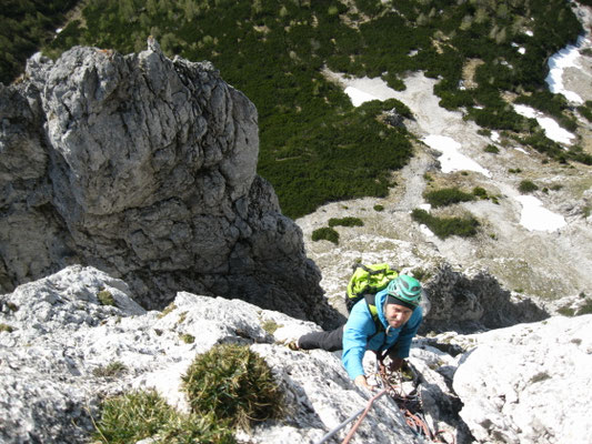 luftiger Stand nach der 4. Seillänge