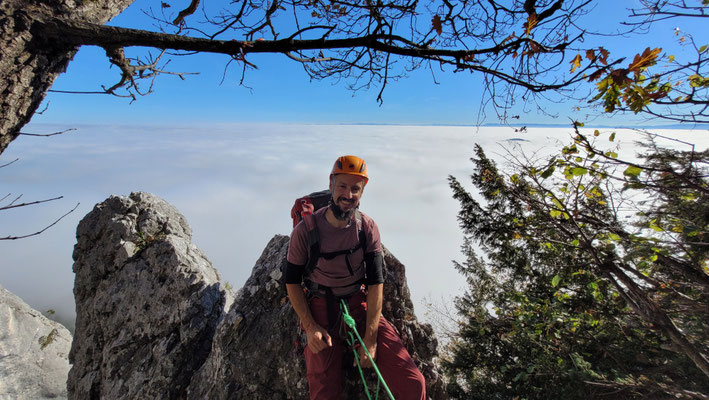 am Stand nach der 8. Seillänge