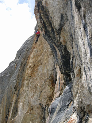 links aus der steilen Verschneidung zum Stand nach der 4. Sl