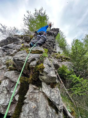 die Kante der 8. Seillänge, danach ist man schon bei der "Gipfelmauer"