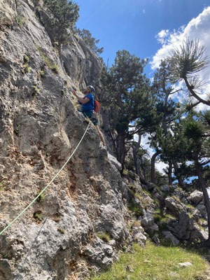 auf der Grasrampe der 4. Seillänge