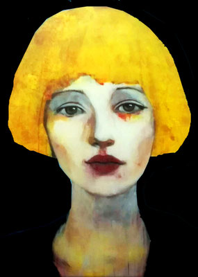 Portrait goldie 160 x 160 cm acrylics on canvas - sold-