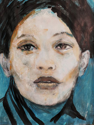 Study of a woman 65 x 50 cm acrylics on paper - sold -