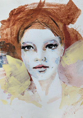 study portrait 65 x 50 cm acrylics on paper - sold -