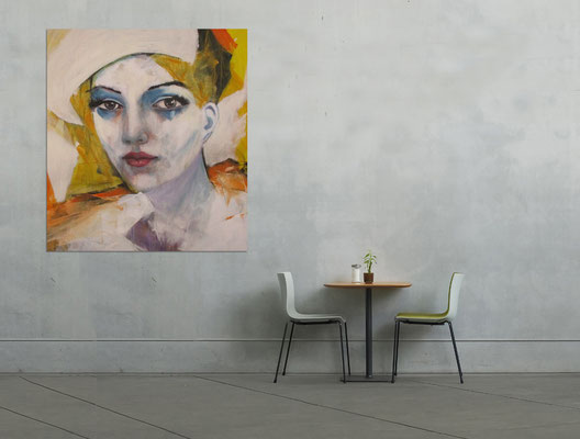 Fashion show - 0811/17  acrylics on canvas 100 x 90 cm - room view -