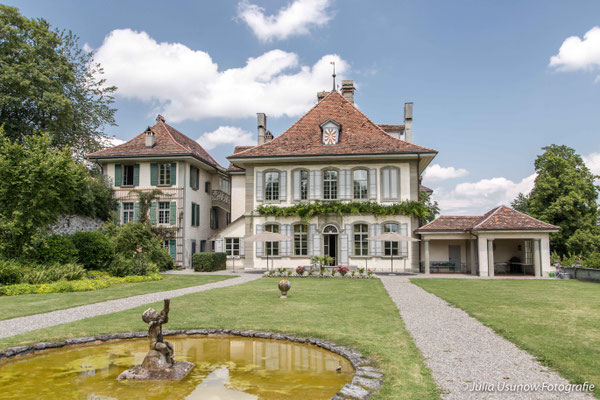 hochzeit in der campagne oberried in belp - garten mit teich