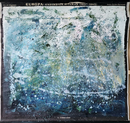 Expansion Hitlers 150 x 130 cm oil on schoolmaps