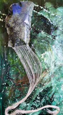 organic object oil, strings on canvas